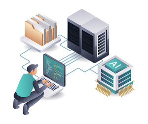 developer focusing on big data server programming vector image