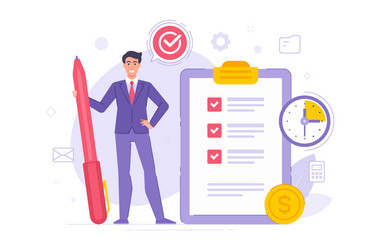 manager completing tasks in time vector image
