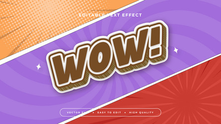 orange violet purple and red wow 3d editable text vector image