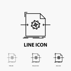 3d document file object processing icon in thin vector image