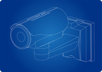 3d model of surveillance camera on a blue vector