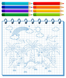 a notebook with doodle sketch design and colour vector