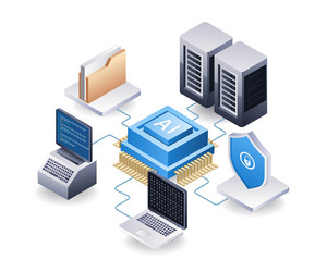 artificial intelligence technology controls cloud vector image