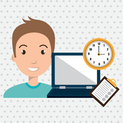 Man with computer isolated icon design vector