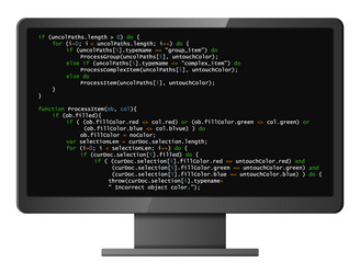 monitor with program code on screen vector image