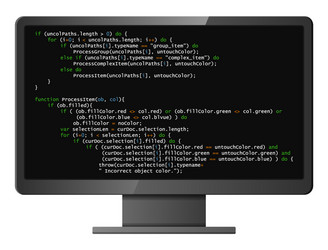 Monitor with program code on screen vector