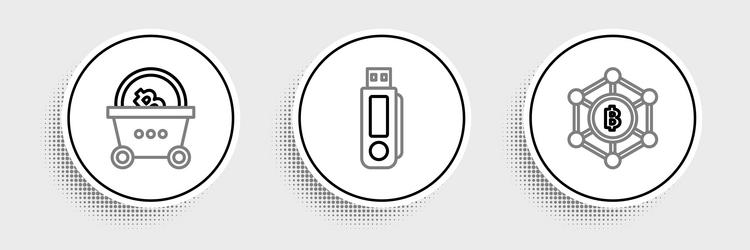 set line blockchain technology bitcoin shopping vector image