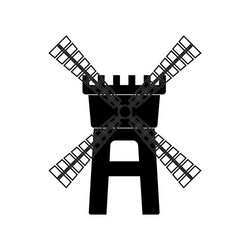 a windmill is an ecological structure on white vector image