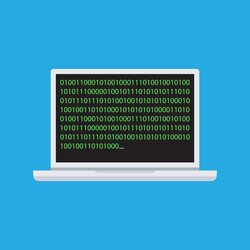 Binary code on laptop icon vector