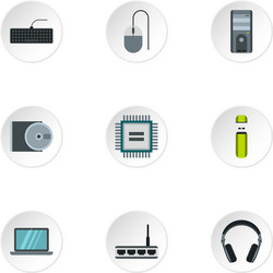 Computer data icons set flat style vector