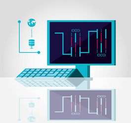 computer desk with data center service vector image