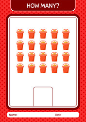 how many counting game with sand bucket worksheet vector image