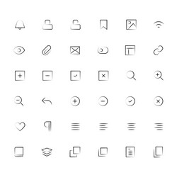 Set icons simple black line and white social vector