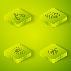 set isometric line nft blockchain technology vector image