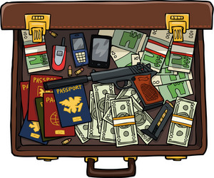 Spy hacked safe with secret military documents Vector Image