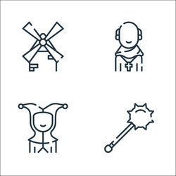 Medieval times line icons linear set quality vector