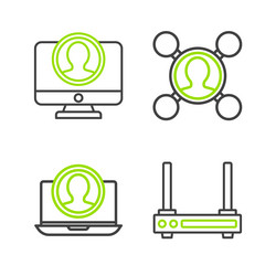 Set line router and wi-fi signal create account vector