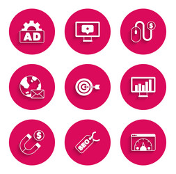 Set target seo optimization website statistic vector