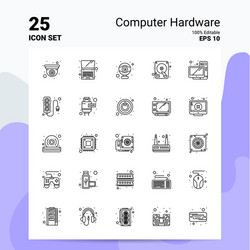 25 computer hardware icon set 100 editable eps 10 vector image