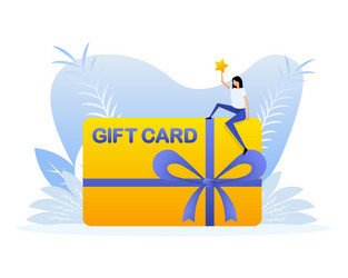 Gift card with people flat vector