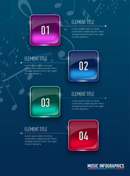 infographics music concept realistic glass banners vector