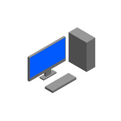 Isometric pc monitor icon computer technology sign vector