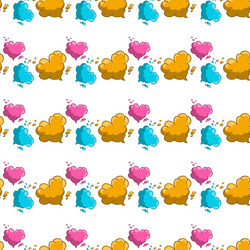 seamless pattern with cartoon clouds in heart form vector image