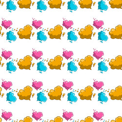 Seamless pattern with cartoon clouds in heart form vector