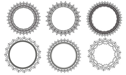 Set circular patterns in form mandala vector