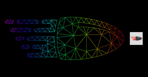 spectrum gradient polygonal network flying bullet vector image