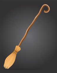 wooden witch magic broomstick vector