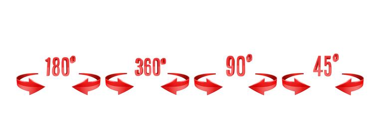 3d curve arrows and rotation angle degrees sing vector image