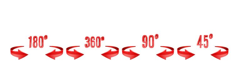 3d curve arrows and rotation angle degrees sing vector