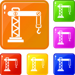 crane icons set color vector