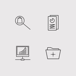 data analytics simple linear icons set outlined vector image