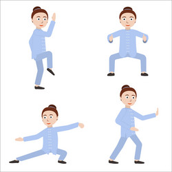 Girl performing qigong or taijiquan exercises vector