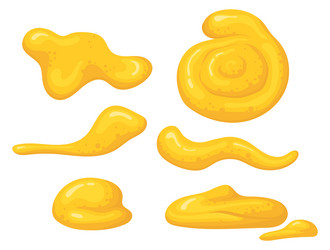 mustard drop set dip sauce splash blobs vector