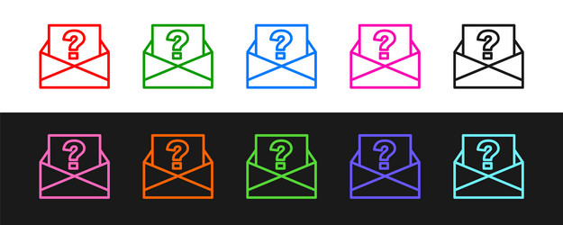 Set line envelope with question mark icon isolated vector
