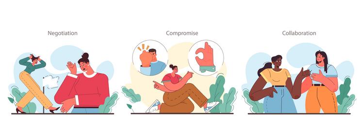 soft skill development set conflict resolution vector image