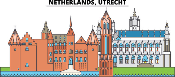 Utrecht City Skyline, Netherlands Vector Image