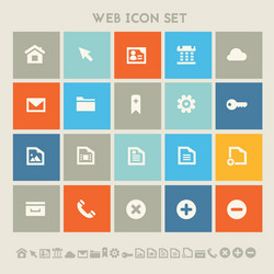 web icon set multicolored square flat buttons vector