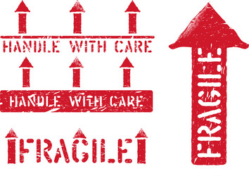 fragile this way up handle with care grungy box vector image