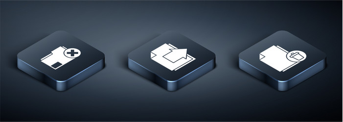 set isometric delete folder file document vector image