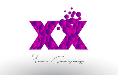 Xx x dots letter logo with purple bubbles Vector Image