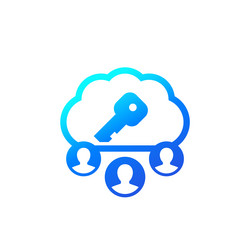 encryption of personal data in cloud icon on white vector