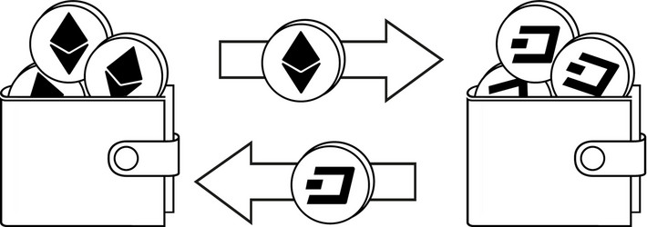 Exchange between ethereum and dash in the wallet vector