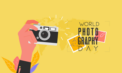 Flat design world photography day logo vector