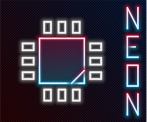 glowing neon line computer processor vector image
