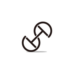 letter sh simple linked geometric linear shadow vector image