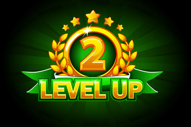 Level up banner with green ribbon and text vector